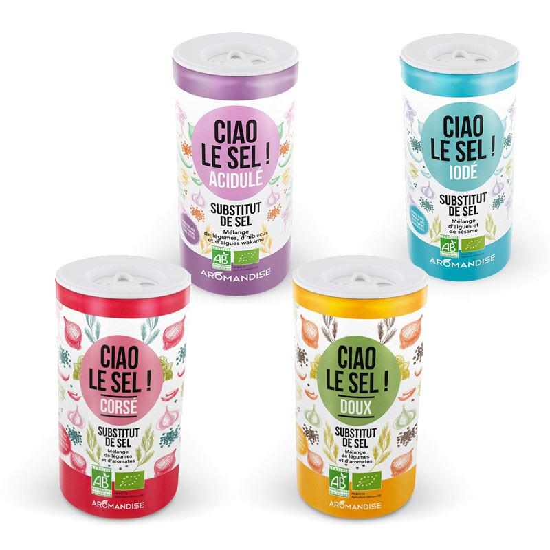 4 substituts de sel - Doux, corsé, acidulé, iodé Aromandise - Mathon