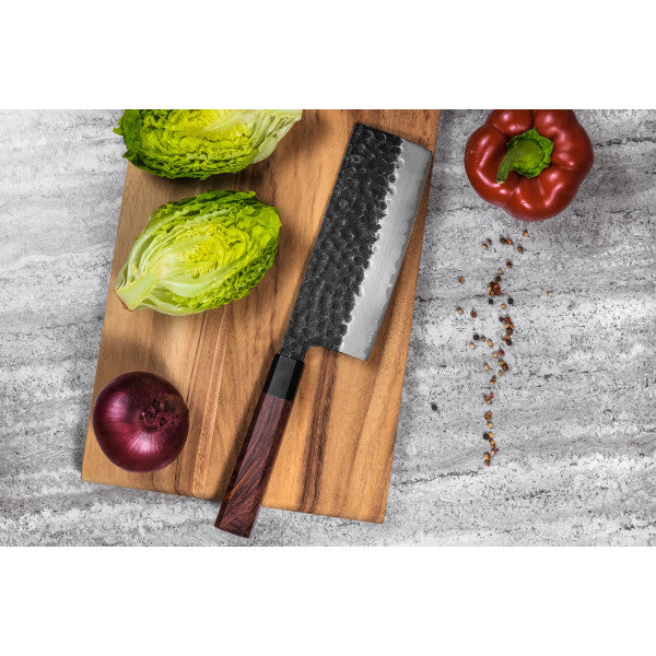 Couteau Sayuto Sequoia San Mai modèle nakiri 17cm brute de forge Sayuto - Mathon - 4