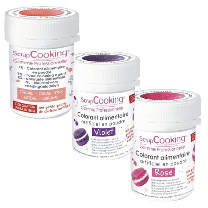 Kit de colorants alimentaires - Rose-violet-corail Scrapcooking - Mathon