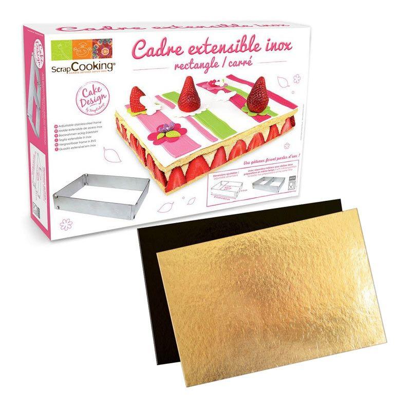 Cadre à pâtisserie extensible rectangle + 5 supports à gâteau Scrapcooking - Mathon