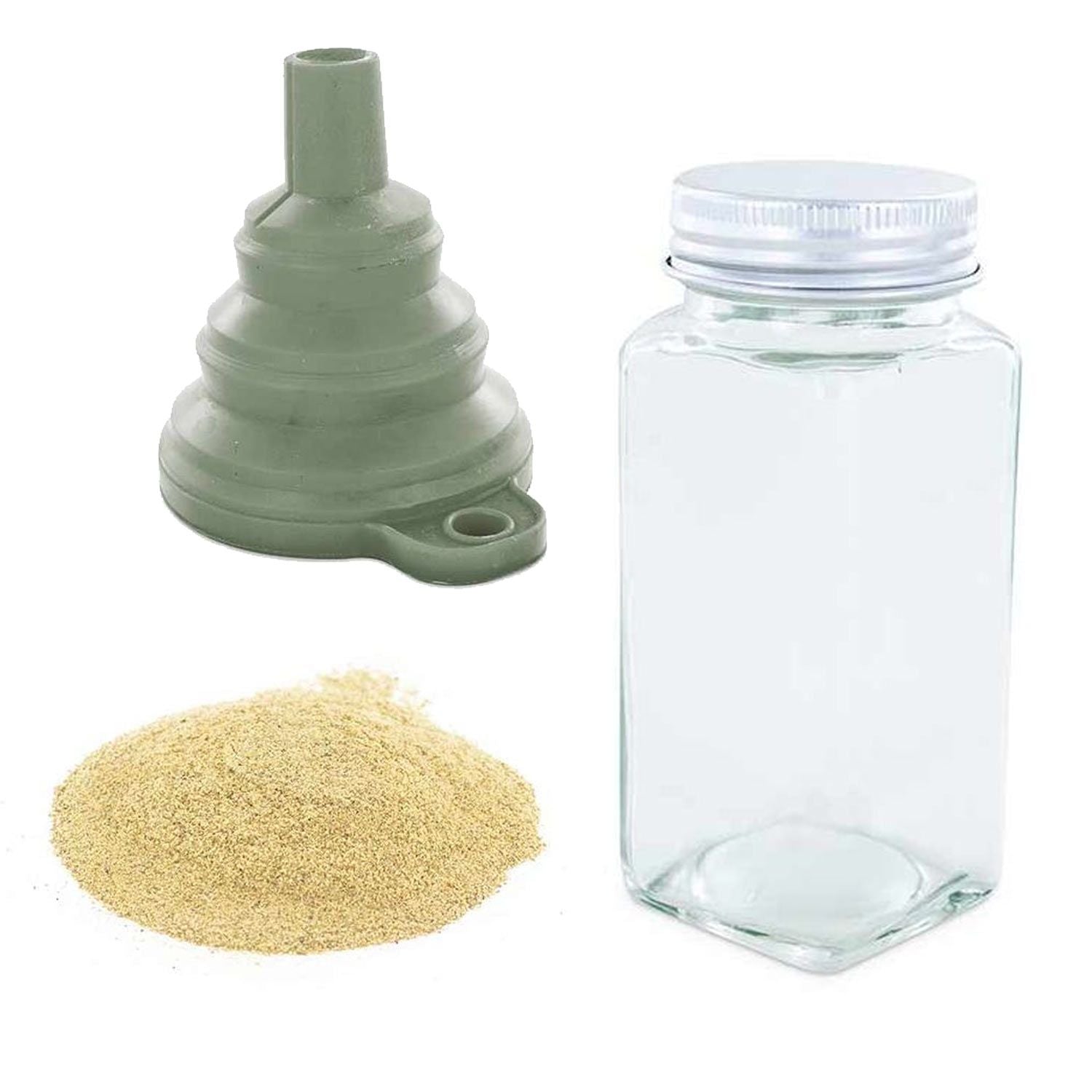 Flacon à épices poudreur + entonnoir + poivre blanc 35 g Aromandise - Mathon