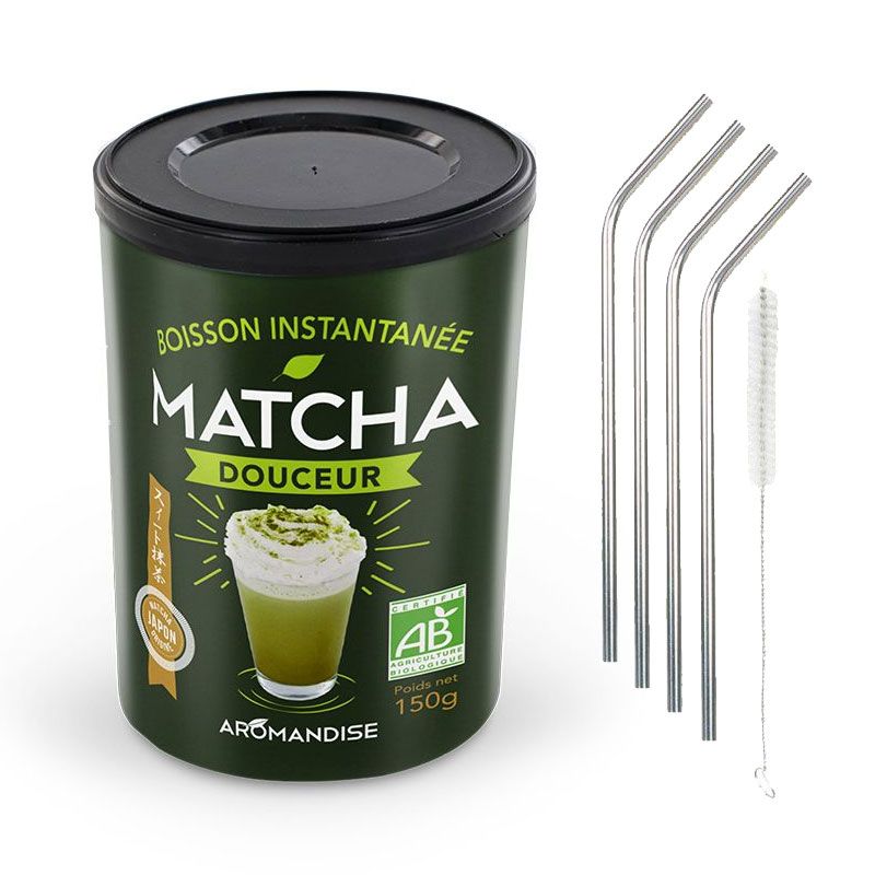 Préparation Douceur de Matcha bio + 4 pailles en inox Youdoit - Mathon
