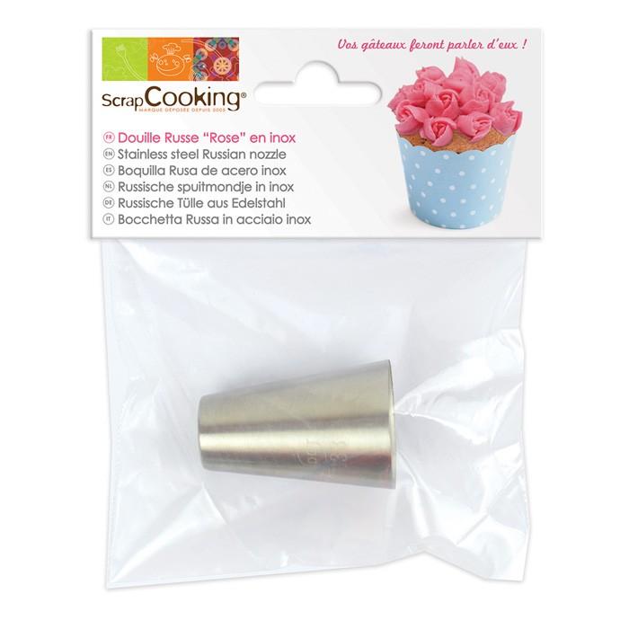 Douille pâtissière russe Rose en inox Scrapcooking - Mathon
