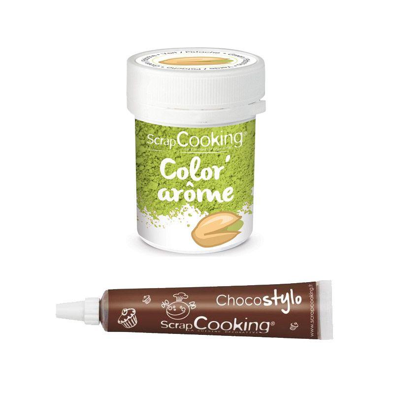 Colorant alimentaire vert arôme pistache + Stylo chocolat Scrapcooking - Mathon