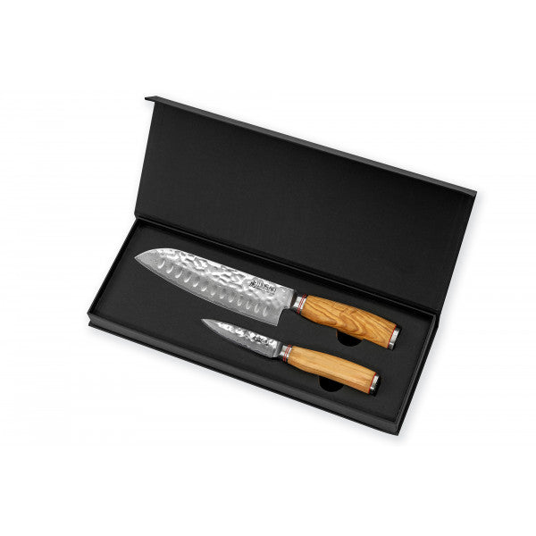 2 couteaux de cuisine Wusaki Damas 10Cr en coffret élégant noir Wusaki - Mathon - 1