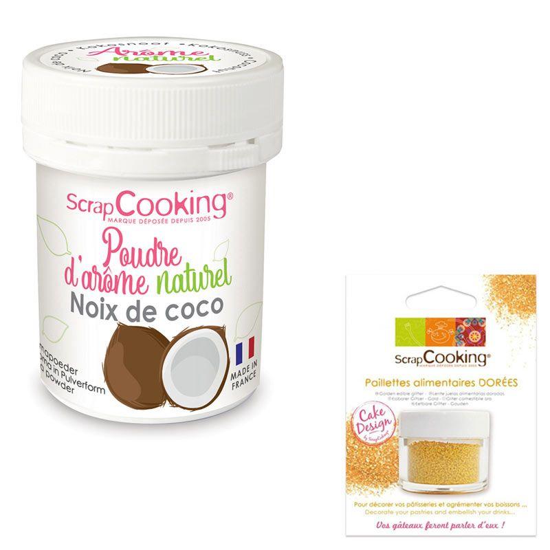 Arôme alimentaire naturel en poudre noix de coco + paillettes dorées Scrapcooking - Mathon