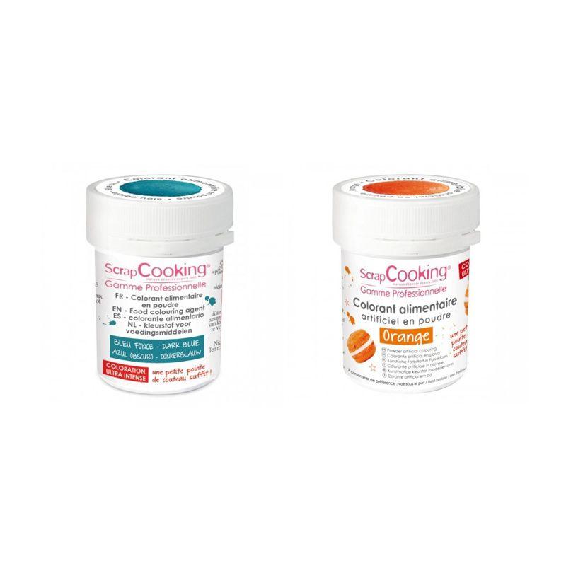 2 colorants alimentaires en poudre - bleu foncé-orange Scrapcooking - Mathon