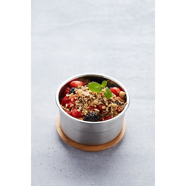 Lunch box ronde en inox 600 ml et couvercle en bambou Point Virgule - Mathon - 2