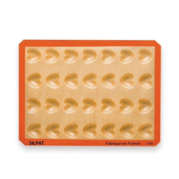 Plaque de 28 empreintes mini-cœurs Silpat - Mathon - 1