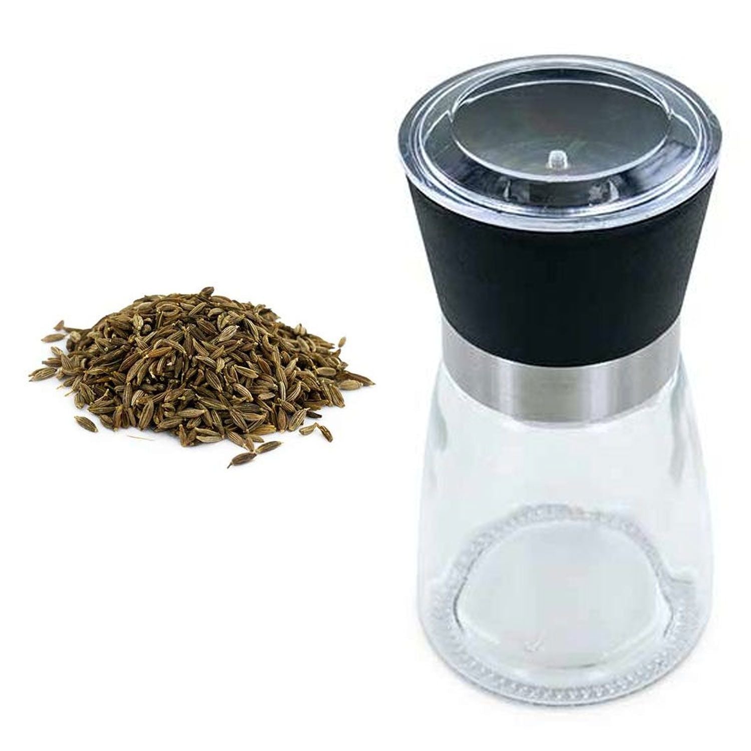 Moulin à épices en verre et céramique + cumin entier bio Aromandise - Mathon