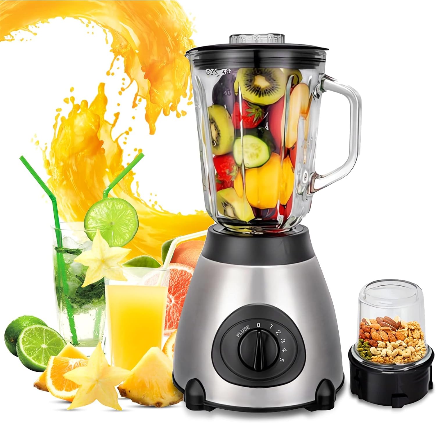 Blender électrique Smoothie de 1.5L Multifonction gris noir Vendos85 - Mathon