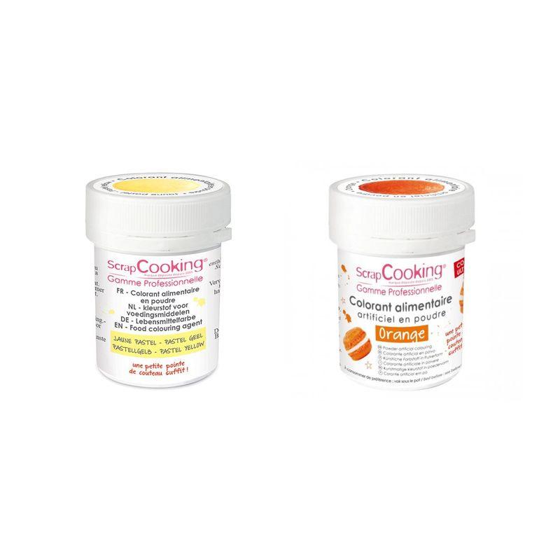 2 colorants alimentaires en poudre - orange-jaune pastel Scrapcooking - Mathon