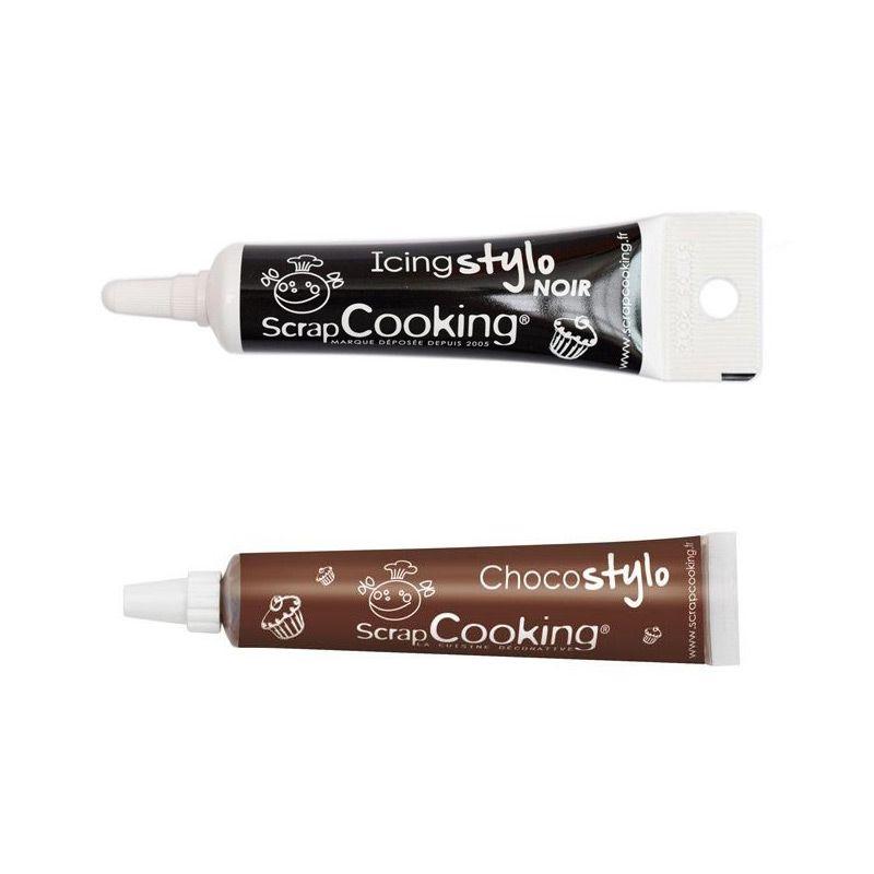 Stylo chocolat + Stylo de glaçage noir Scrapcooking - Mathon