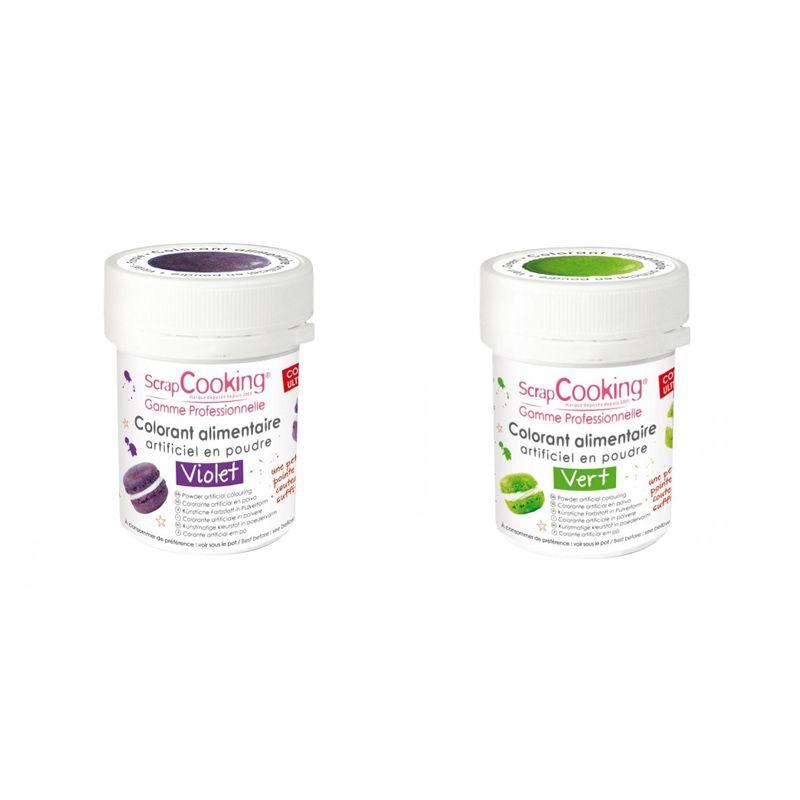 2 colorants alimentaires en poudre - vert-violet Scrapcooking - Mathon