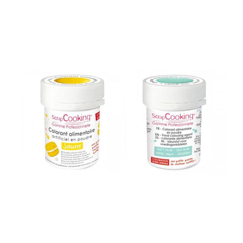 2 colorants alimentaires en poudre - jaune-vert d