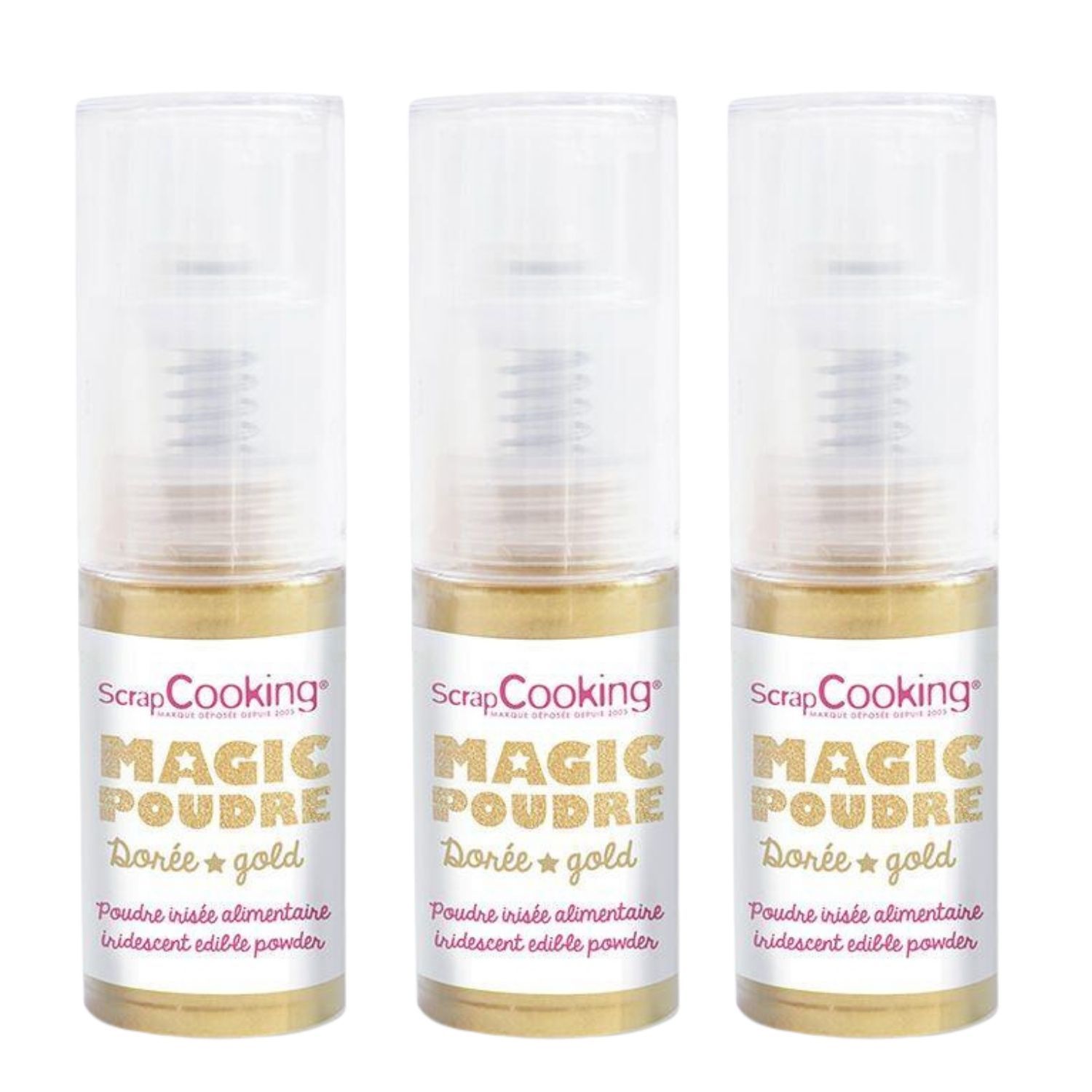 3 sprays de poudre alimentaire irisée dorée x 7 g Scrapcooking - Mathon