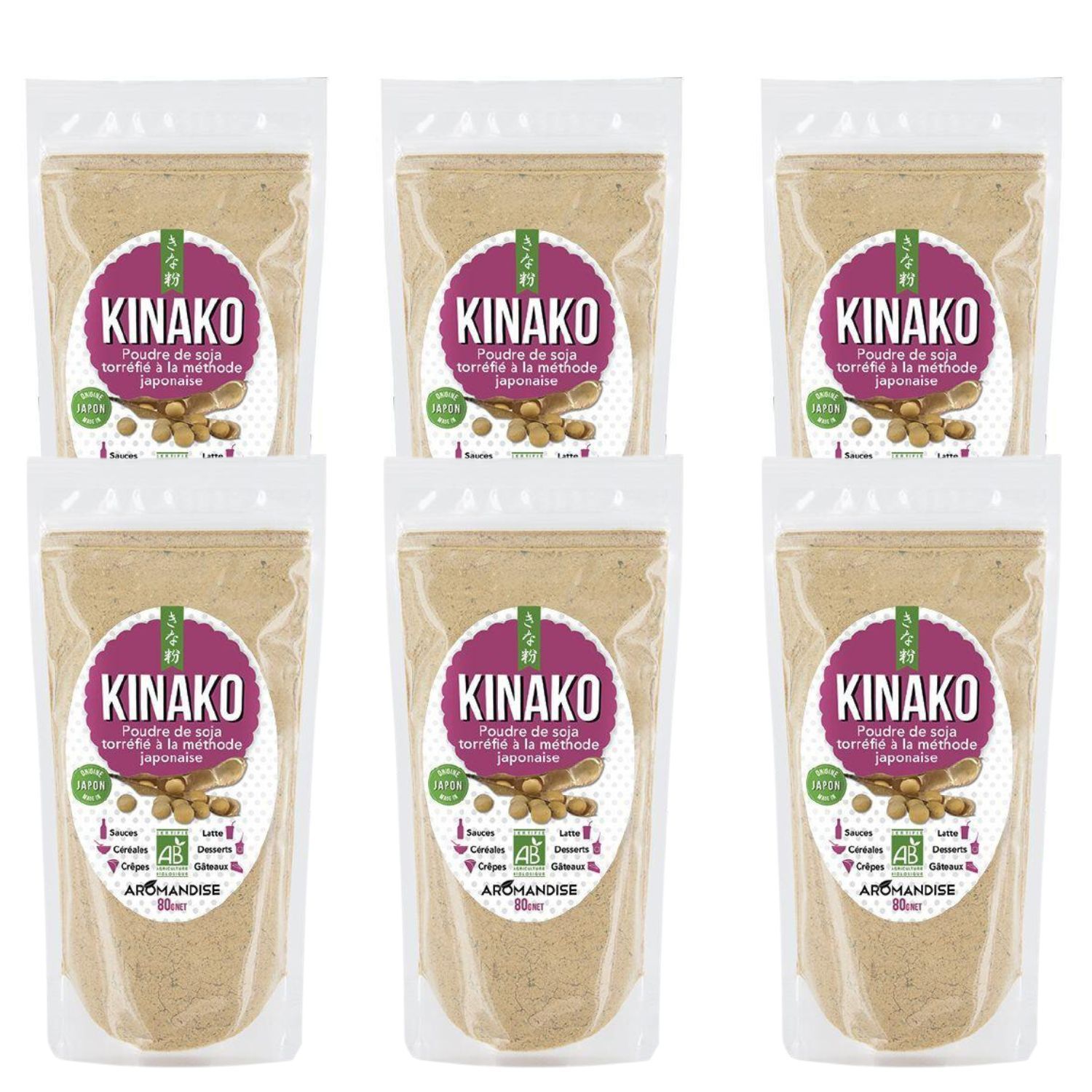 Poudre de soja torréfié biologique Kinako 1,2 kg Aromandise - Mathon