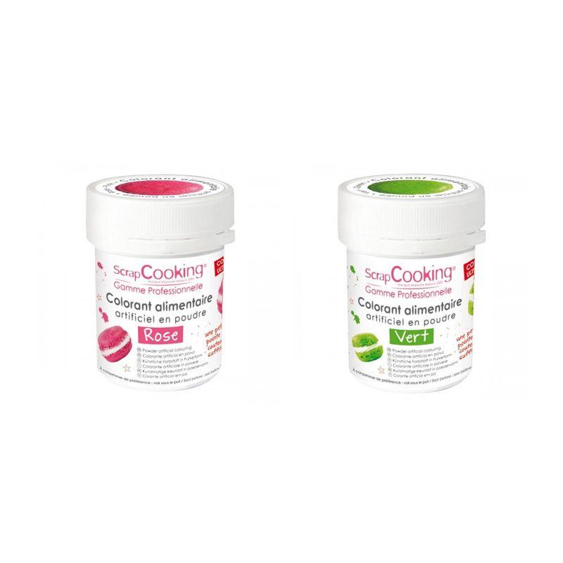 2 colorants alimentaires en poudre - vert-rose Scrapcooking - Mathon