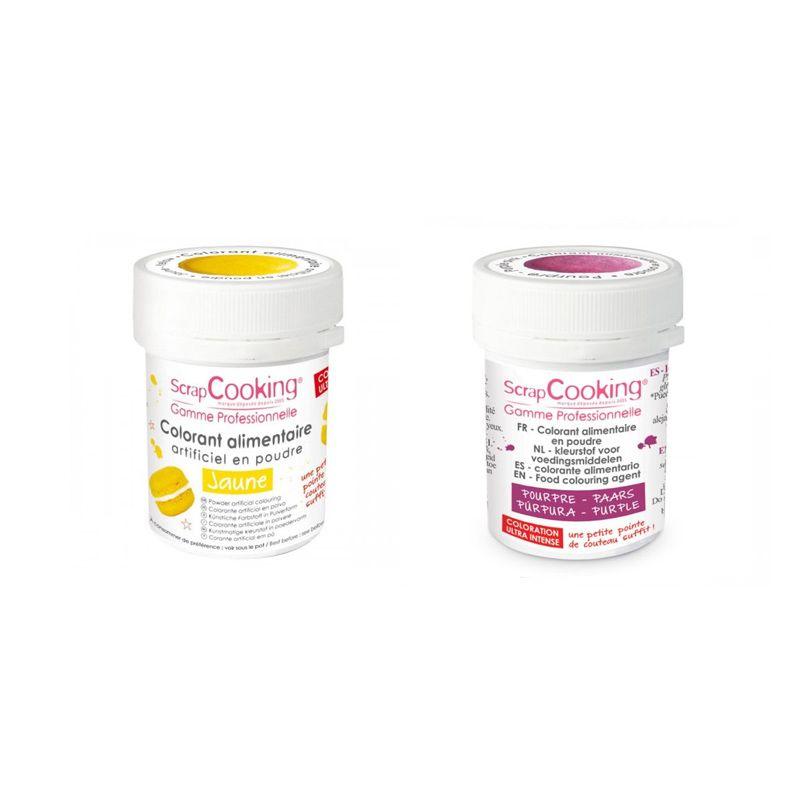 2 colorants alimentaires en poudre - jaune-pourpre Scrapcooking - Mathon