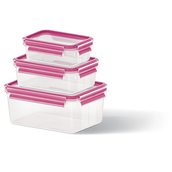Set de 3 boîtes Clip & Close framboise 0,55L, 1L et 2,3L Emsa - Mathon