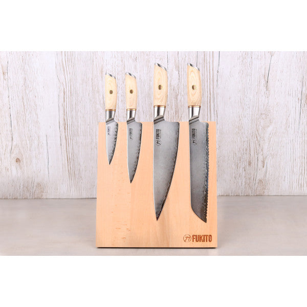 Bloc pour couteaux vide magnétique 4 emplacements en hêtre Fukito Fukito - Mathon - 2