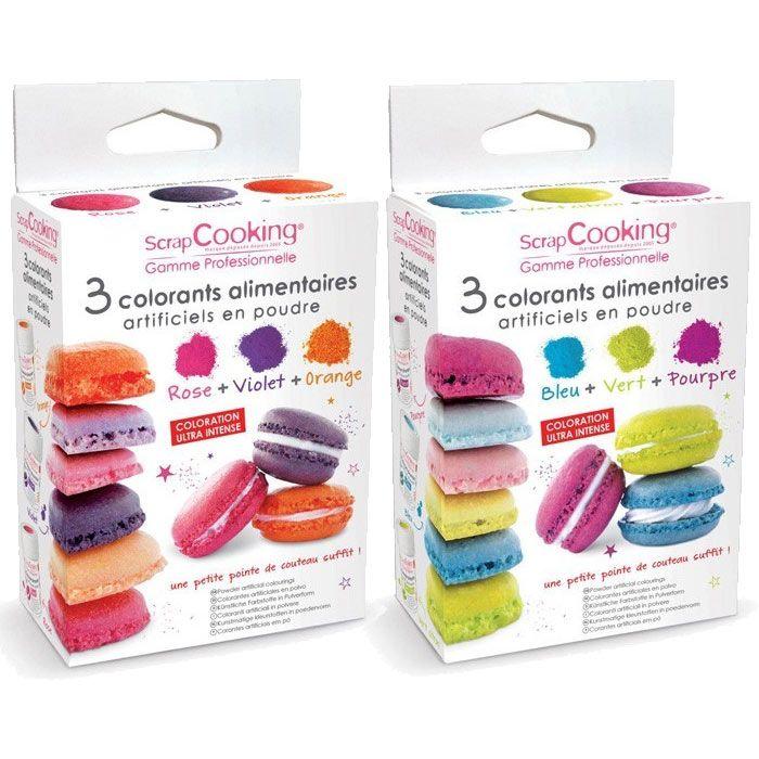 6 colorants alimentaires en poudre - orange violet rose bleu vert pourpre Scrapcooking - Mathon