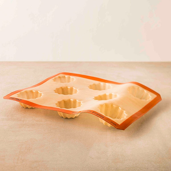 Plaque de 8 empreintes mini-cakes striés Silpat - Mathon - 2