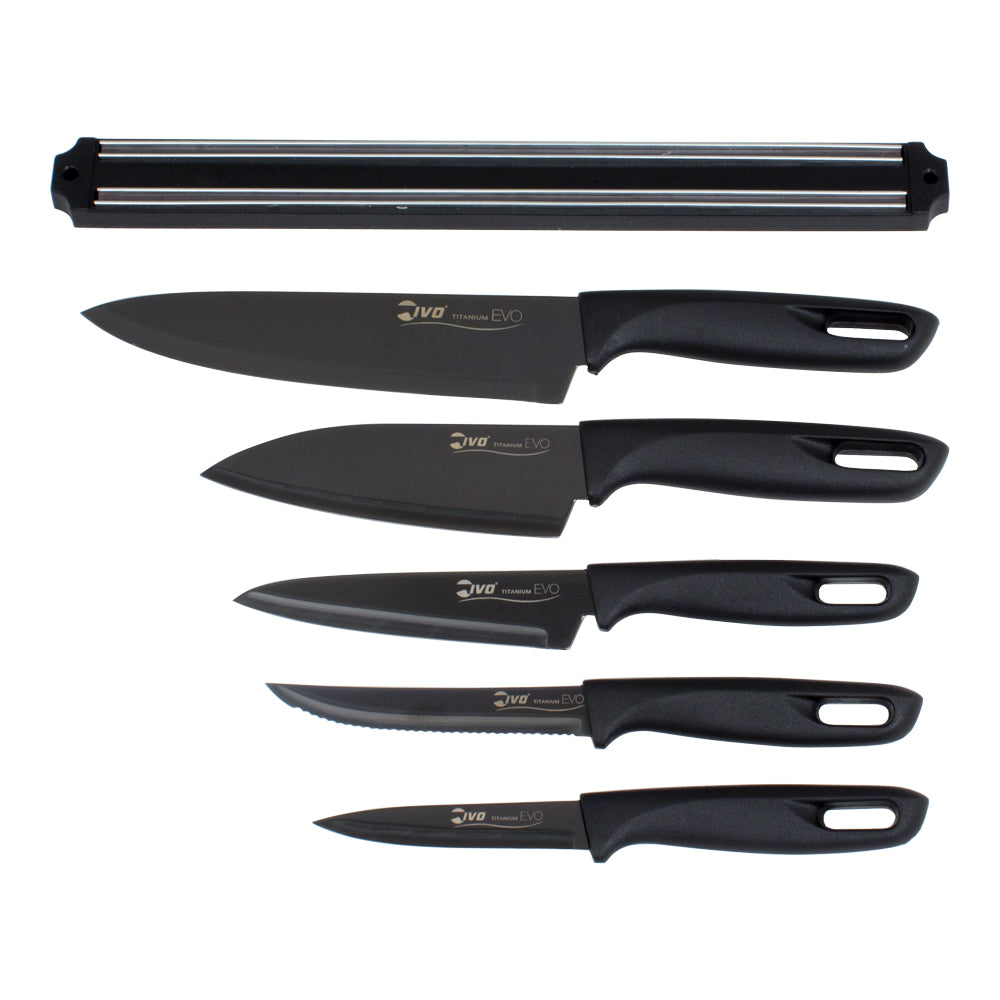 Set 5 couteaux + barre magnétique lame en titanium Table passion - Mathon - 1