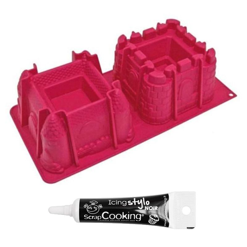 Moule à gâteaux châteaux + Stylo de glaçage noir Scrapcooking - Mathon