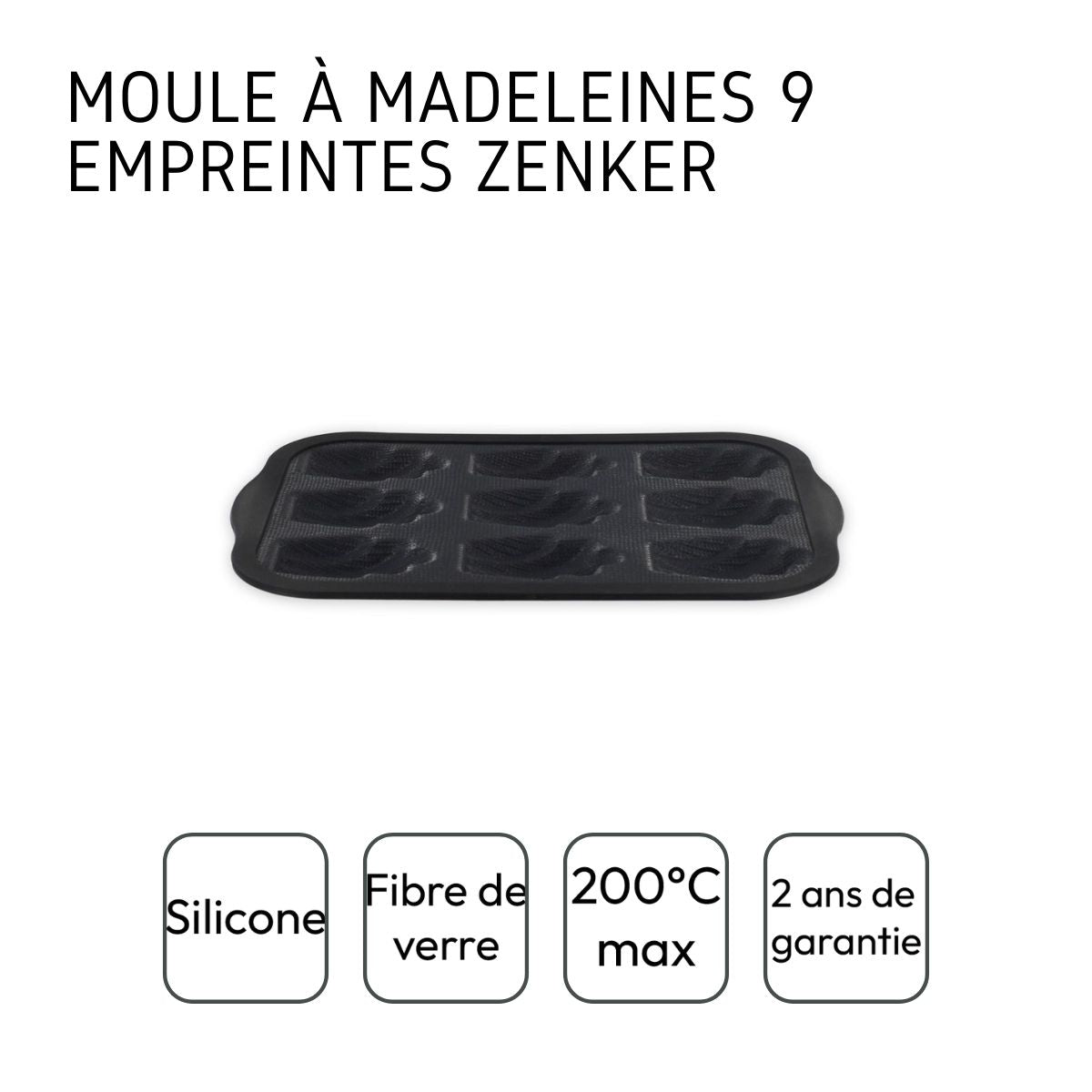 Zenker 685538 Moule 9 madeleines en fibre de verre, moule pour 9 madeleines,  moule à madeleines, Silicone fibre de verre, Gris, 28 x 18 x 2 cm :  : Cuisine et Maison