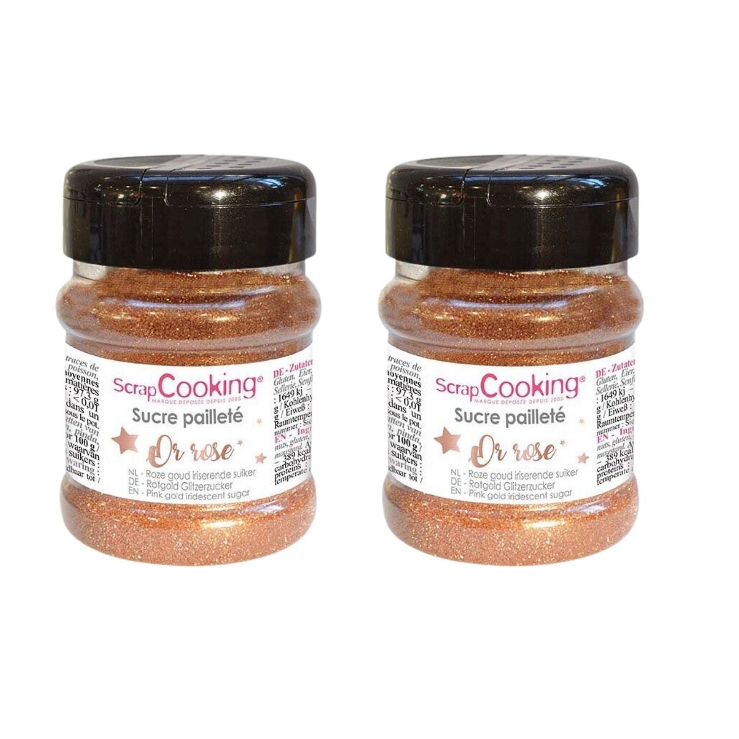 Sucre pailleté doré rose 320 g Scrapcooking - Mathon