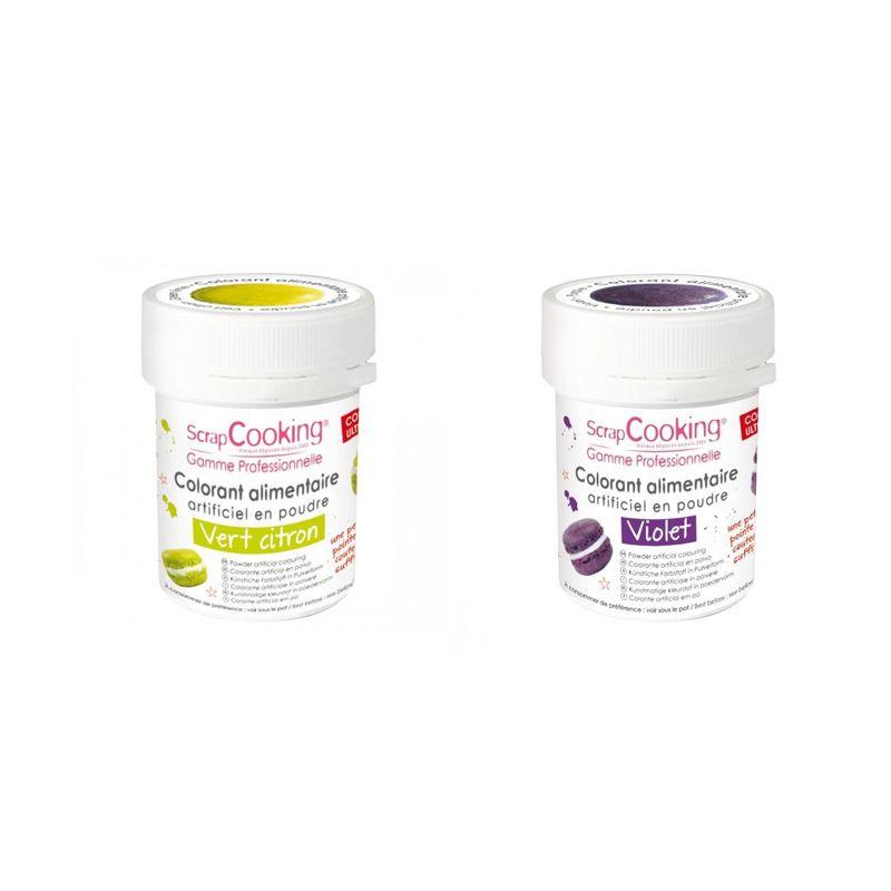 2 colorants alimentaires en poudre - violet-vert citron Scrapcooking - Mathon