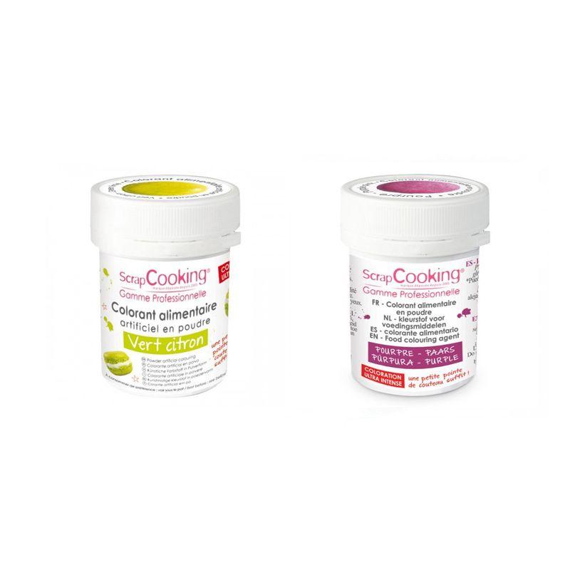 2 colorants alimentaires en poudre - pourpre-vert citron Scrapcooking - Mathon