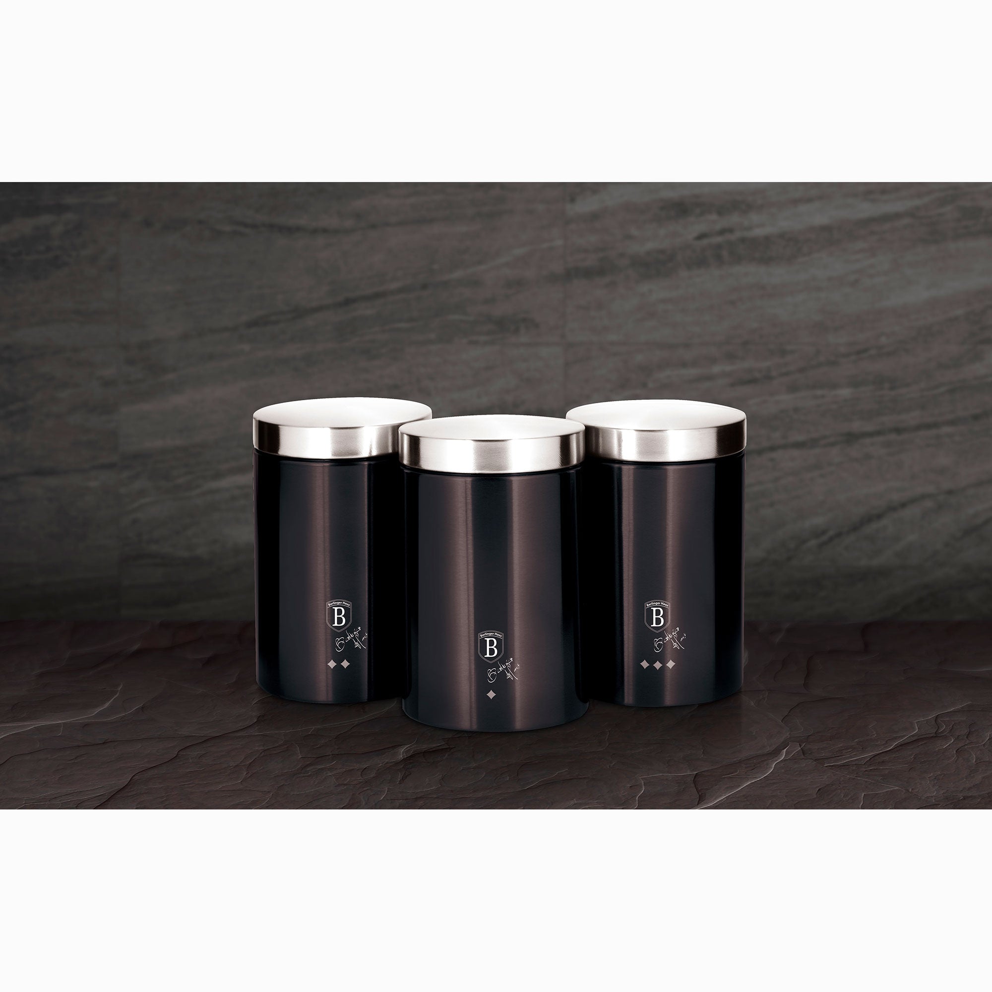 Ensemble Boîte à Pain + 3 Boîtes de Cuisine, Rangement, Acier Inoxydable  Gris foncé / Inox Carbon Pro - Mathon - 4