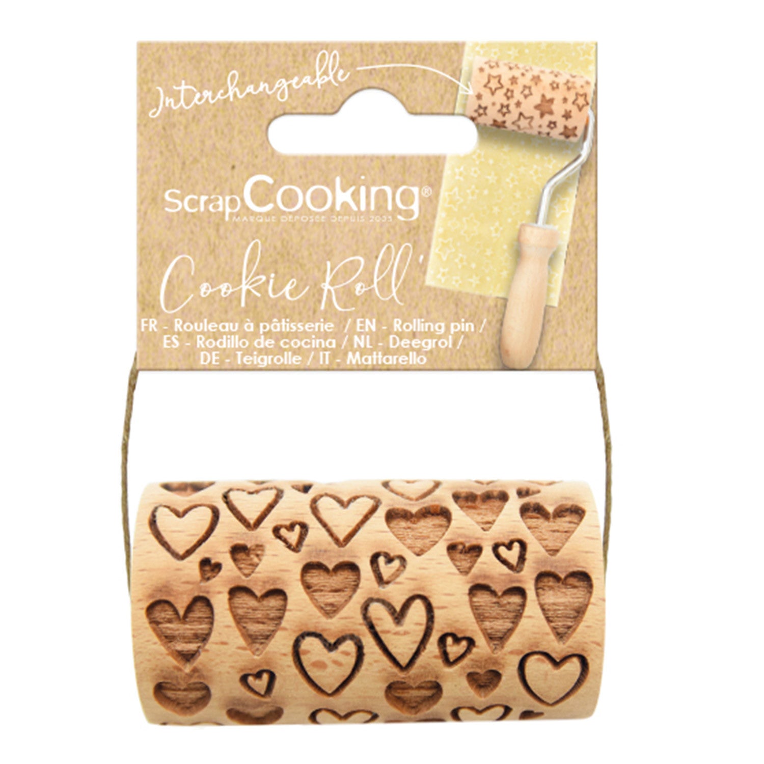 Mini rouleau à pâtisserie en bois - coeur Scrapcooking - Mathon