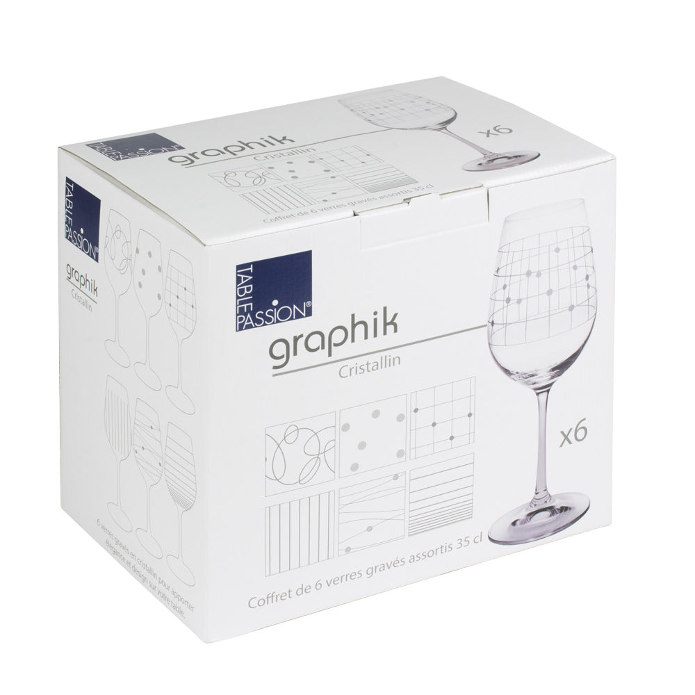 Coffret de 6 verres à pied Graphik 35 cl Table passion - Mathon - 2