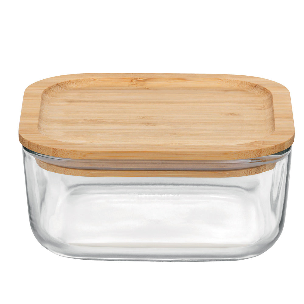 Boîte avec couvercle Frigoverre 15x15 cm en bambou Bormioli Rocco - Mathon