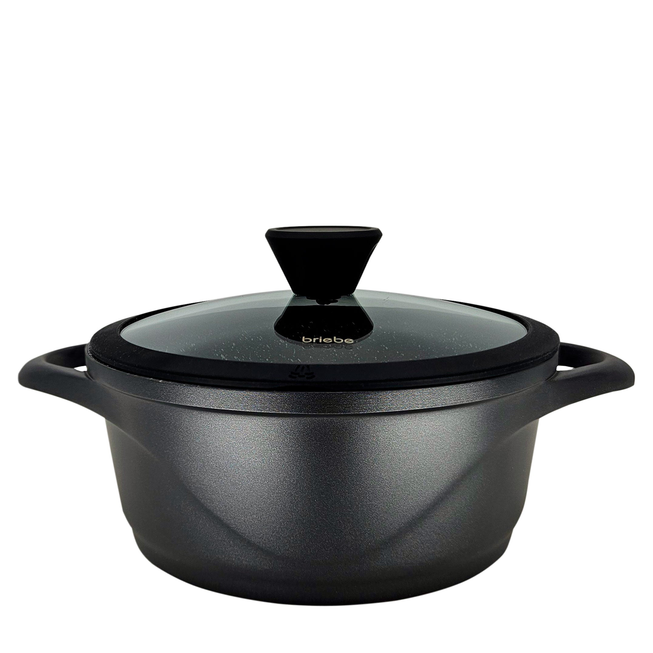 Batterie de Cuisine Induction 8 Pièces Aluminium Fonte 4 Casseroles 4 Couvercles  Noir MGK12S Briebe - Mathon - 9
