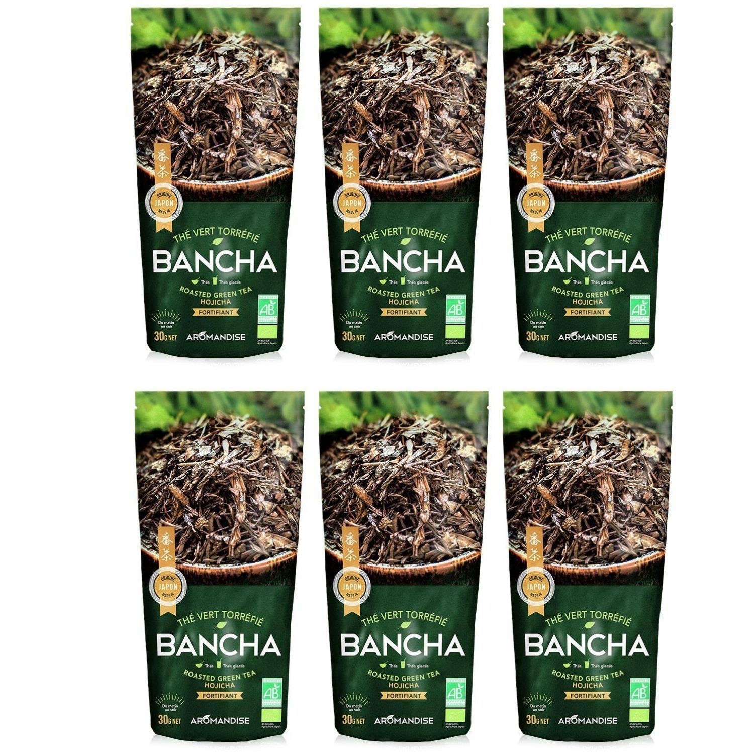 Thé vert bio japonais Bancha Hojicha 180 g Aromandise - Mathon