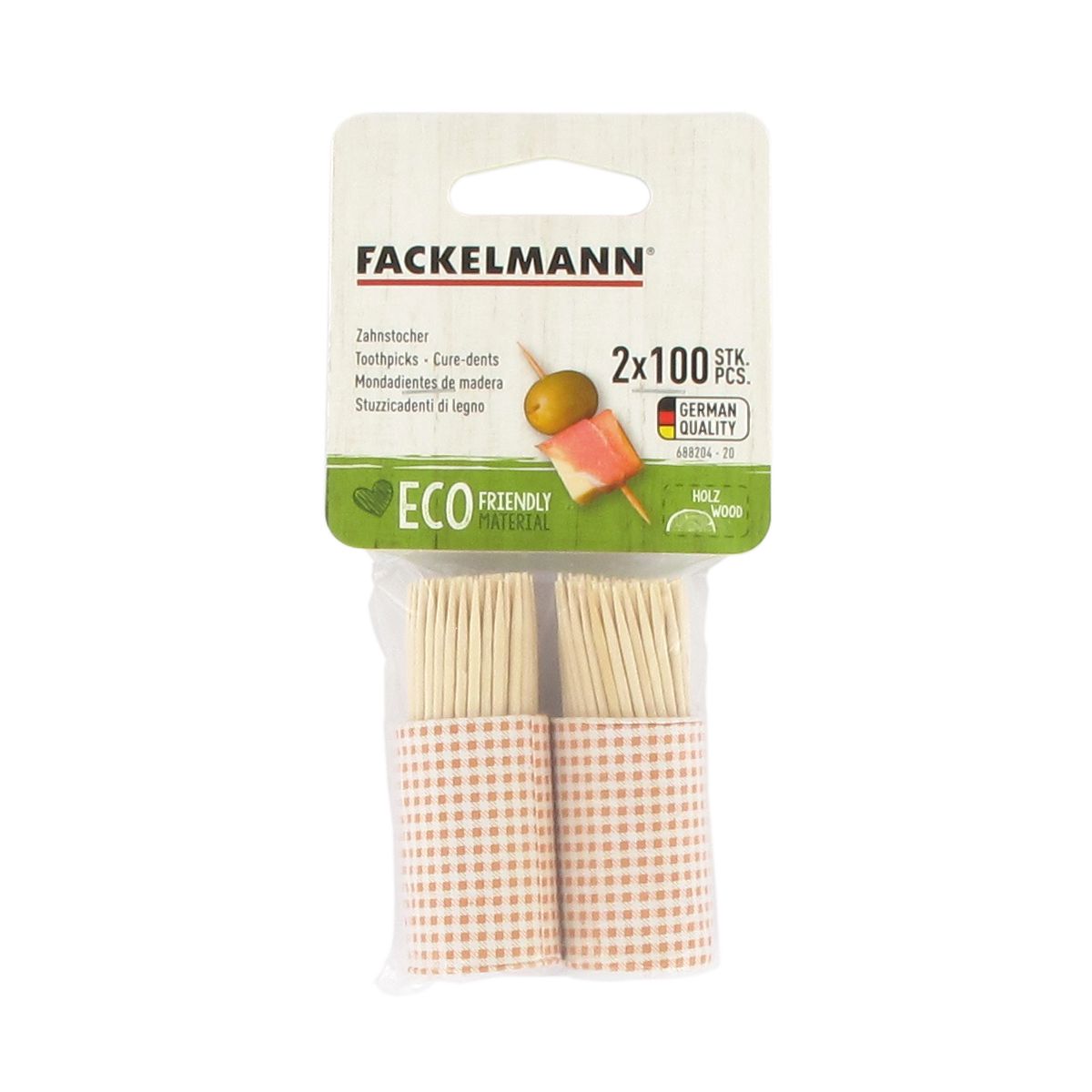 Lot de 2 tonnelets de 100 cure-dents en bois Wood Edition Fackelmann - Mathon