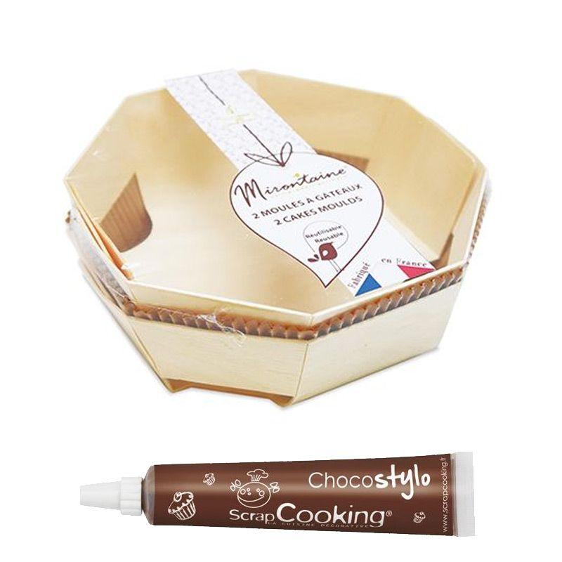 2 moules à gâteau en bois Ø 18 cm + Stylo chocolat Youdoit - Mathon