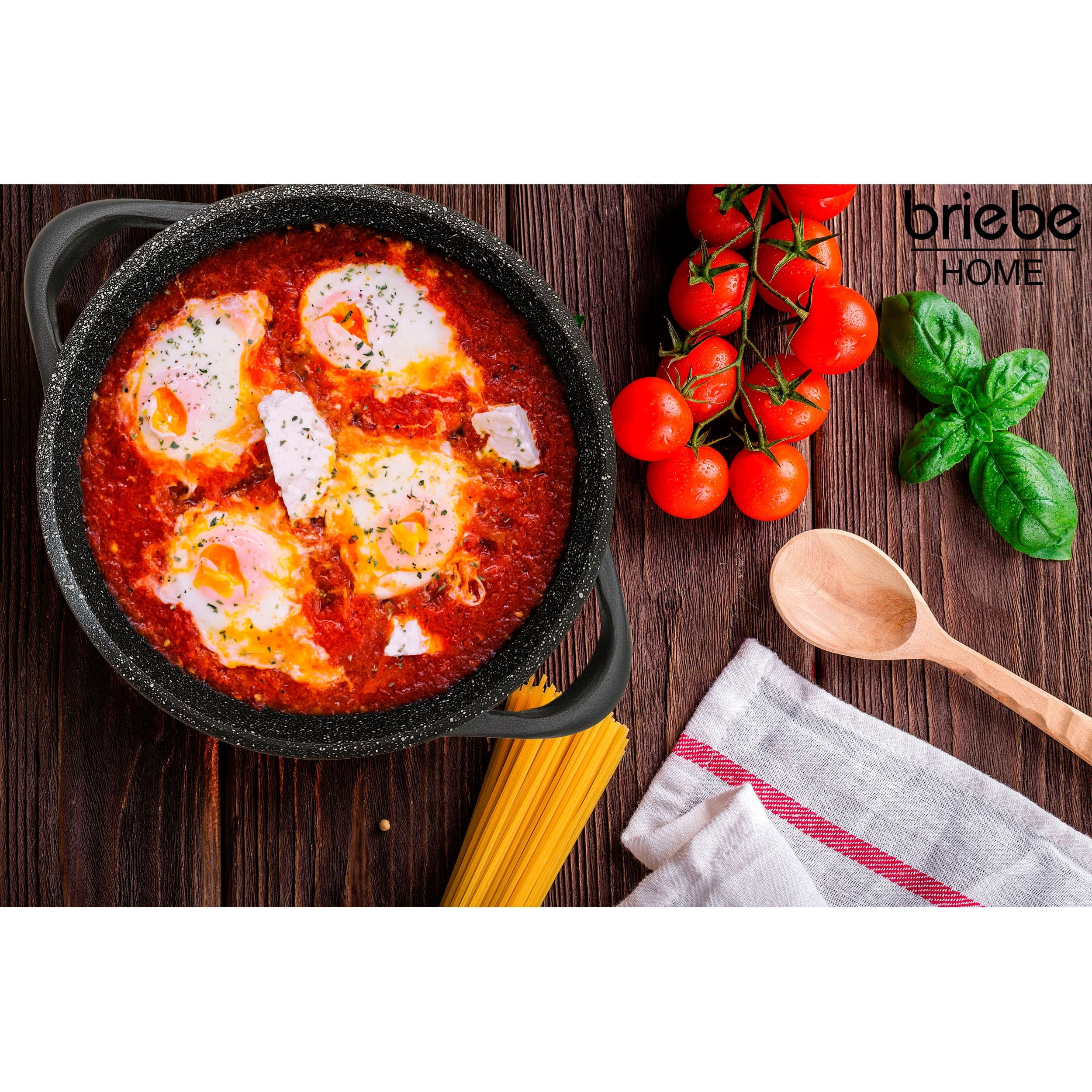 Batterie de Cuisine Induction 8 Pièces Aluminium Fonte 4 Casseroles 4 Couvercles  Noir MGK12S Briebe - Mathon - 2