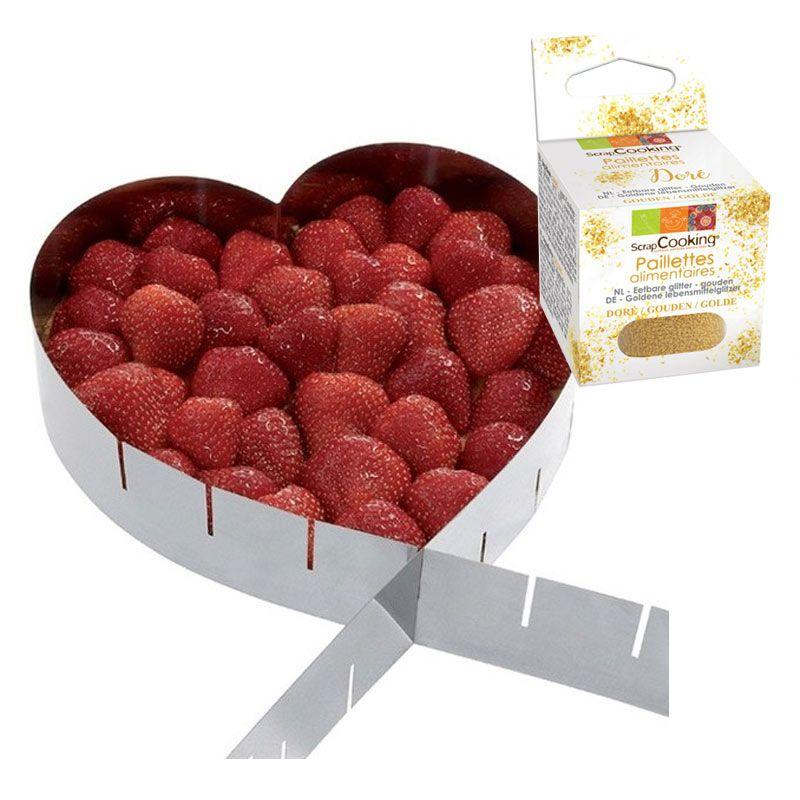 Cadre à pâtisserie extensible coeur + paillettes dorées Youdoit - Mathon