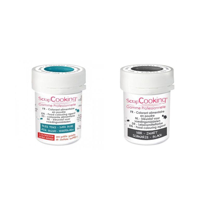 2 colorants alimentaires en poudre - noir-bleu foncé Scrapcooking - Mathon