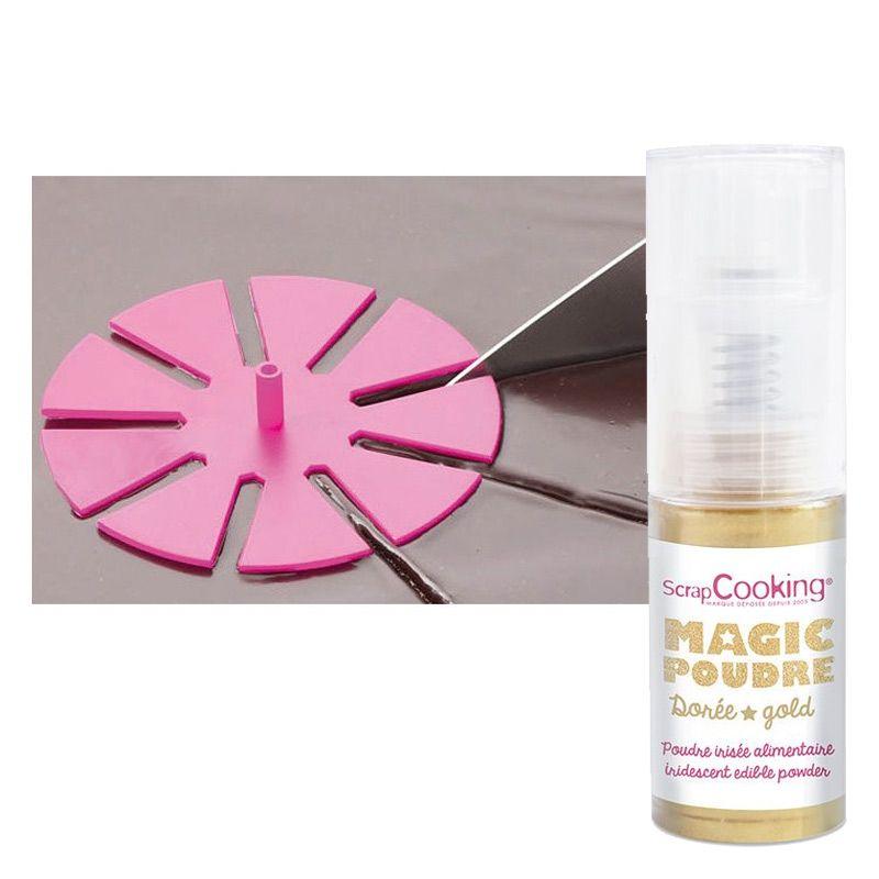 Marque-parts de gâteaux + 1 Poudre alimentaire irisée dorée Youdoit - Mathon