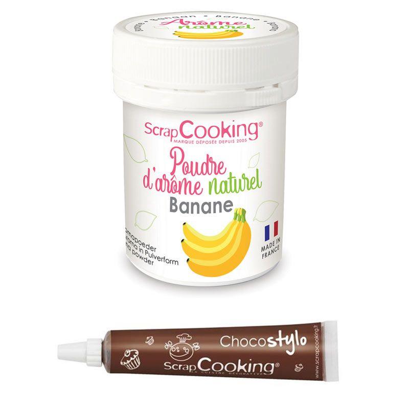 Arôme alimentaire naturel en poudre banane + Stylo chocolat Scrapcooking - Mathon