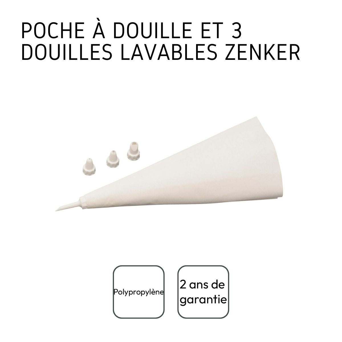 Poche à douille réutilisable et 4 embouts plastique Smart Pastry Zenke 