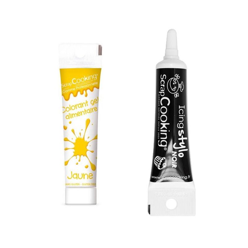Gel colorant alimentaire jaune 20 g + Stylo de glaçage noir Scrapcooking - Mathon