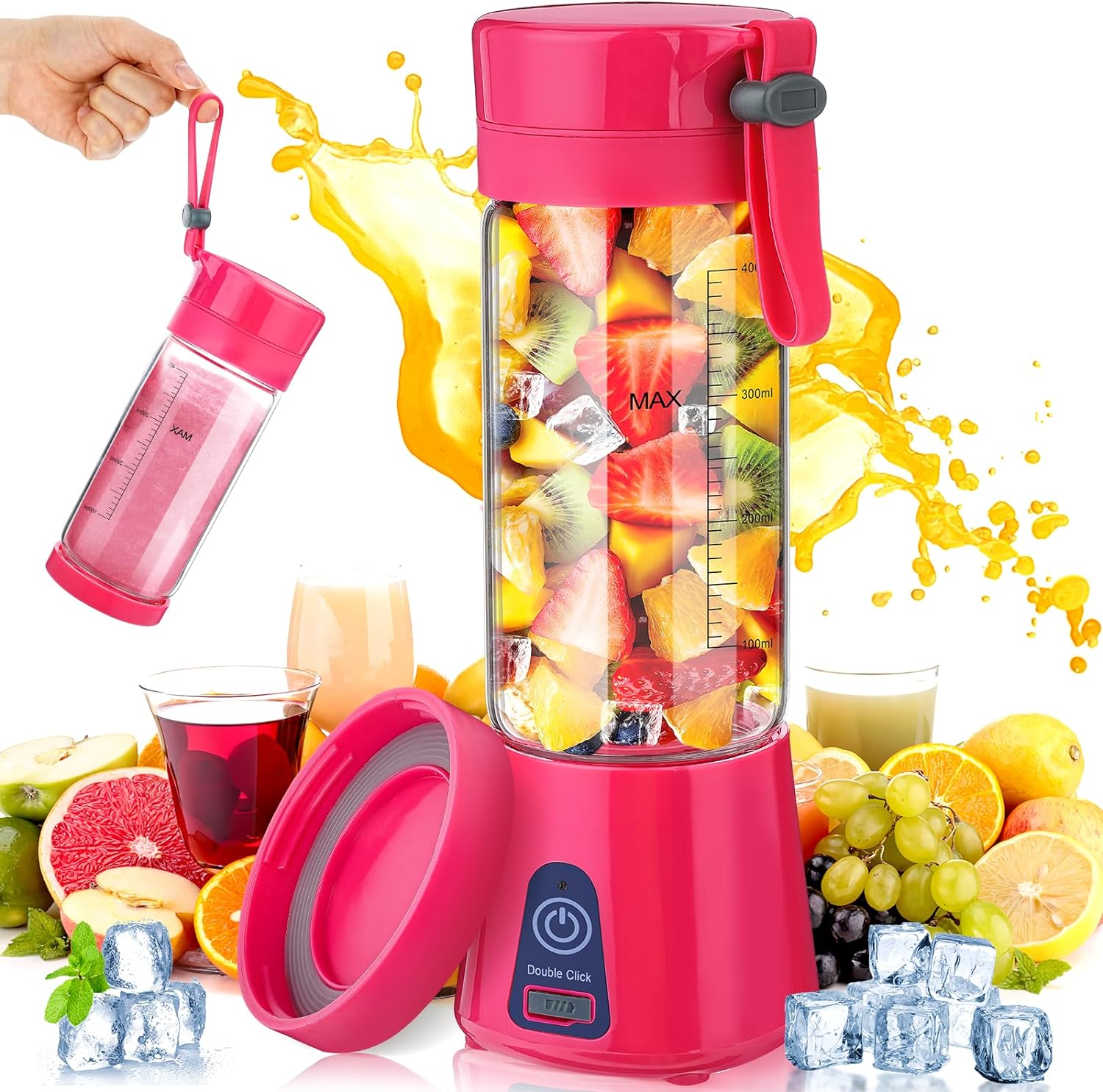 Blender électrique Smoothie 0,4L avec USB rechargeable rose rouge Vendos85 - Mathon