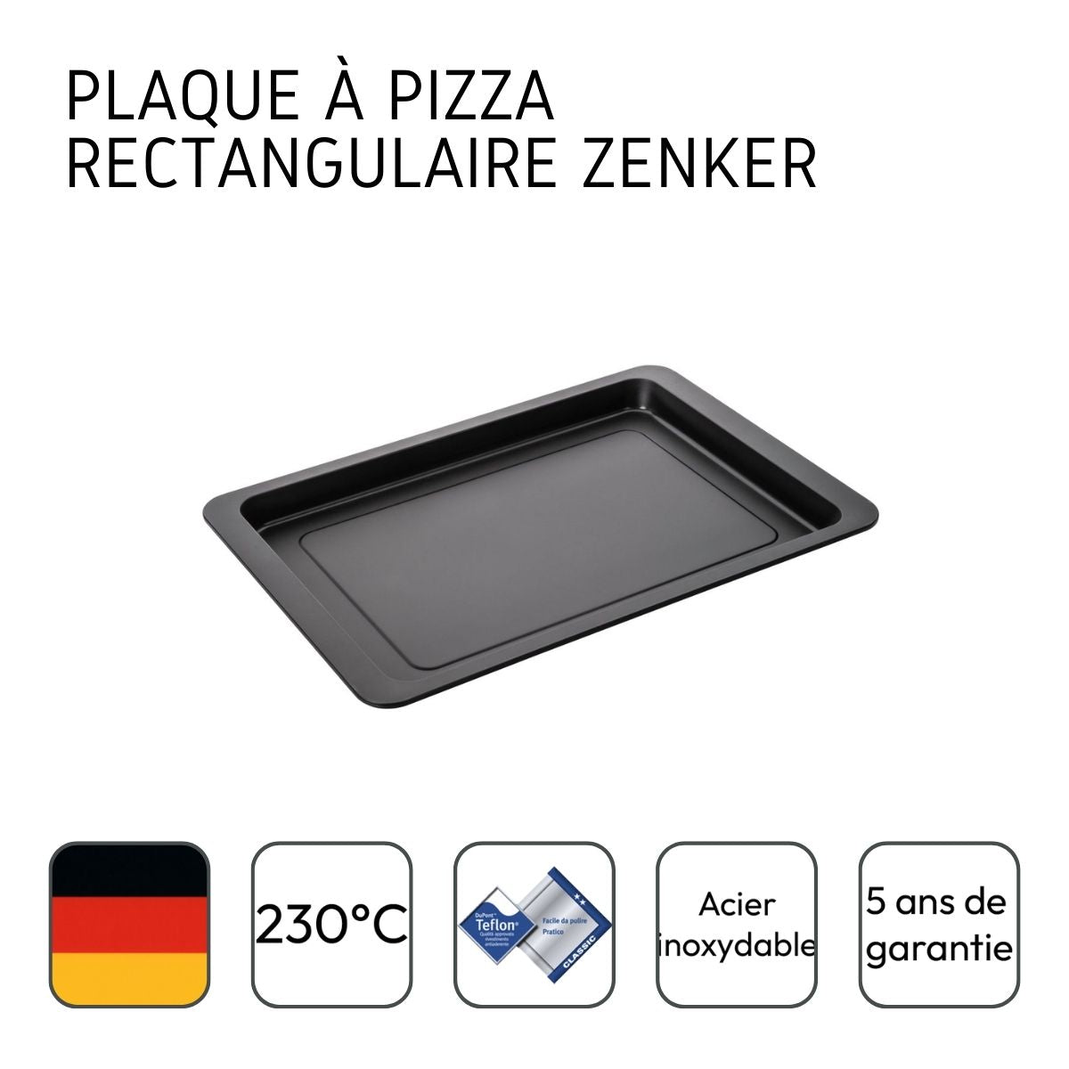 Zenker Plaque à pizza rectangulaire Spécial Countries
